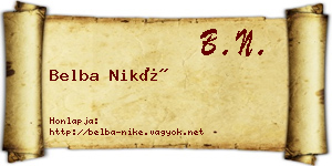 Belba Niké névjegykártya